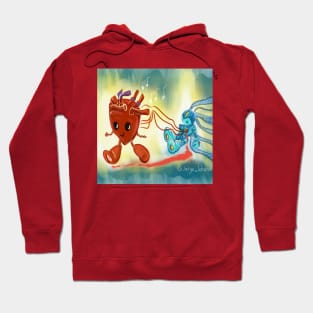 robot running heart in music and love Hoodie